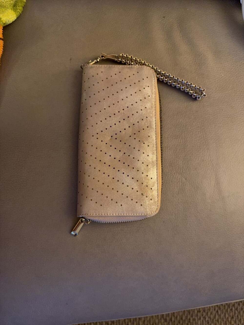 Lucky Brand Perforated Metallic Gold Leather Wristlet Wallet